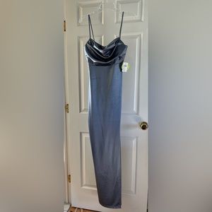 Beautiful windsor prom/formal dress. Light blue/grey with med/high leg slit